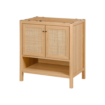 Jasper Rattan Modern Coastal 2-Shelf Bath Vanity Cabinet Only (Sink Basin Not Included)
